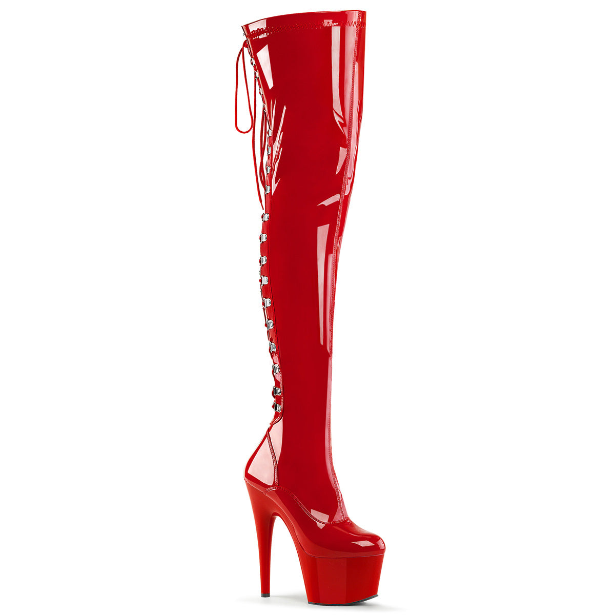 ADORE-3063 Pleaser 7 Inch Heel Red Pole Dancing Kinky Boots-Pleaser- Sexy Shoes