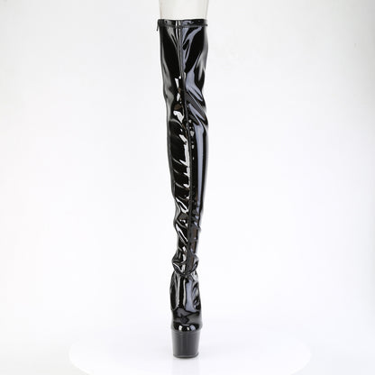ADORE-3850 Pleaser Black Patent Pole Dancing Thigh High Boots
