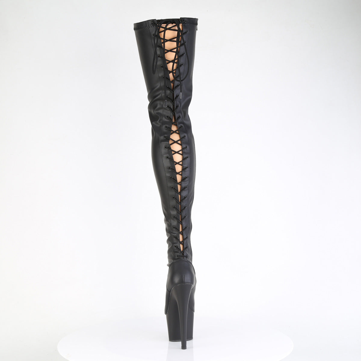 ADORE-3850 Pleaser 7 Inch Black Exotic Dancing Thigh High Boots
