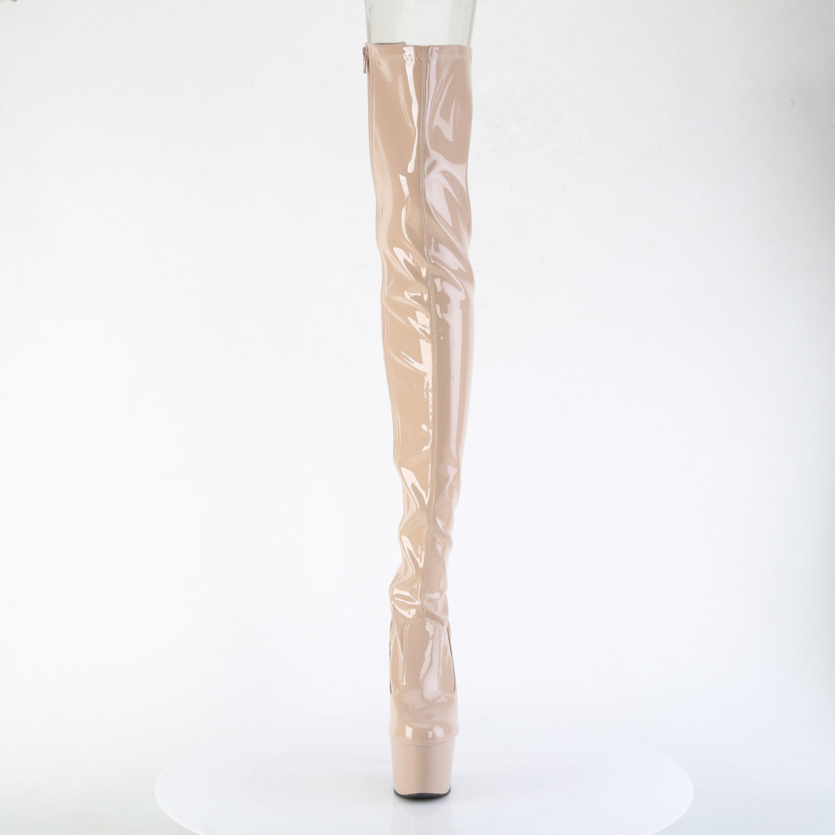 ADORE-3850 Pleaser Nude Patent Pole Dancing Thigh High Boots