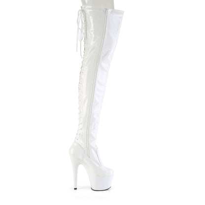 ADORE-3850 Pleaser White Patent Pole Dancing Thigh Highs Boots