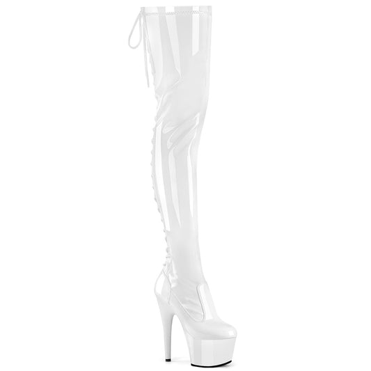 ADORE-3850 Pleaser White Patent Pole Dancing Thigh Highs Boots