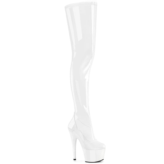 ADORE-4000 Pleaser White Patent Pole Dancing Crotch High Boots