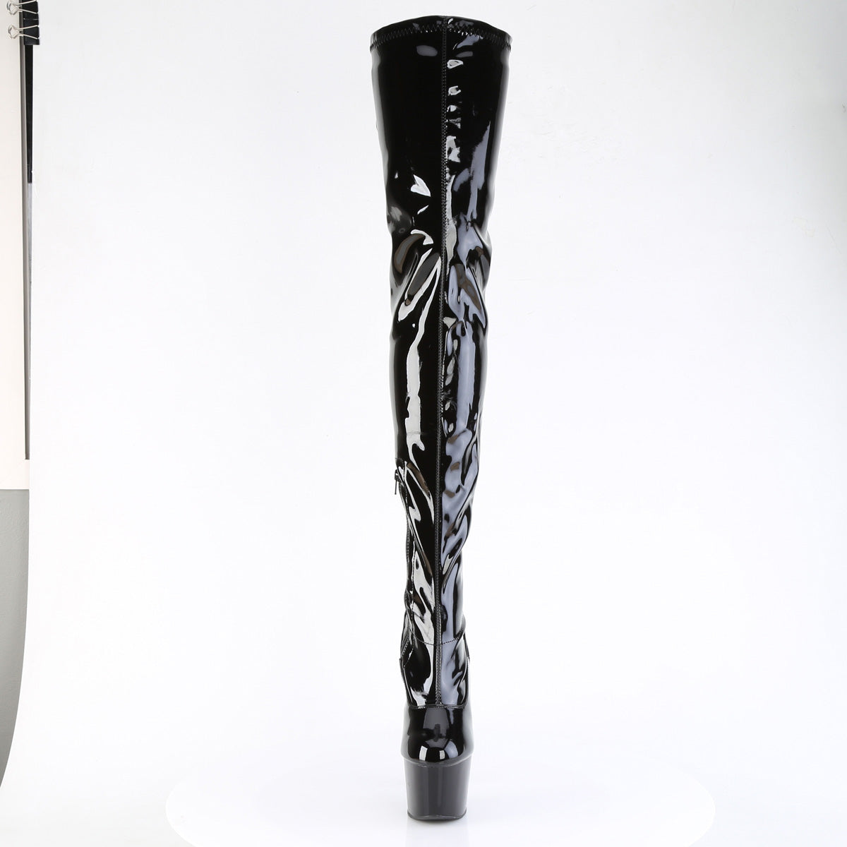 ADORE-4000SLT Pleaser Black Patent Pole Dancing Crotch High Kinky Boots