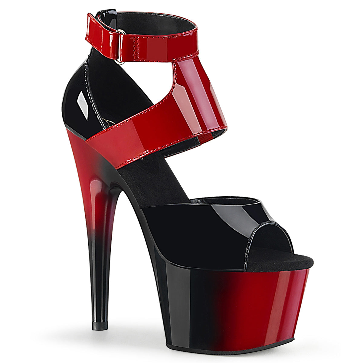 ADORE-700-16 Sexy 7" Heel Black and Red Sexy Sandals-Pleaser- Sexy Shoes