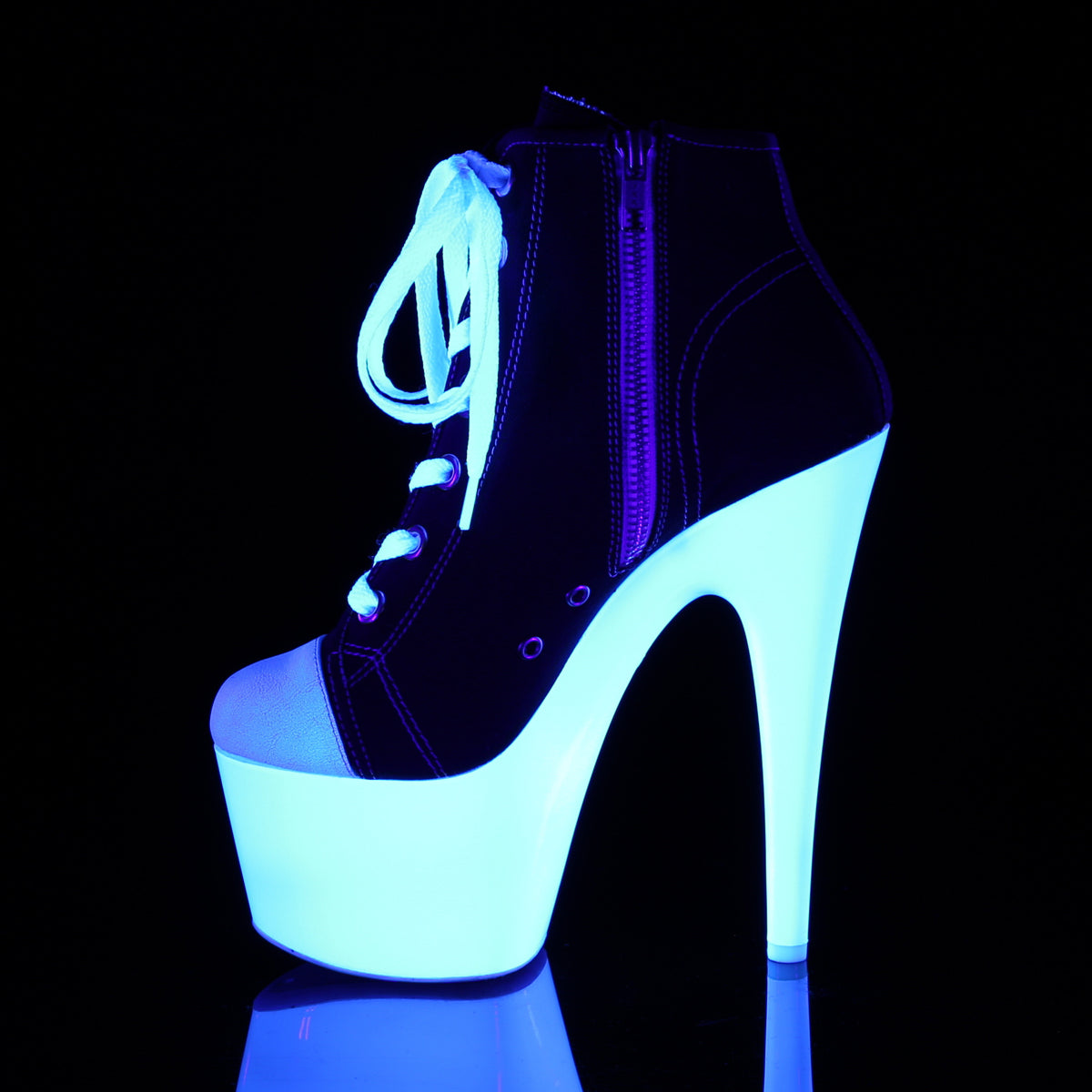 adore 700sk 02 sexy pleaser shoes high heels uv neon baseball style stripper shoes black canvas