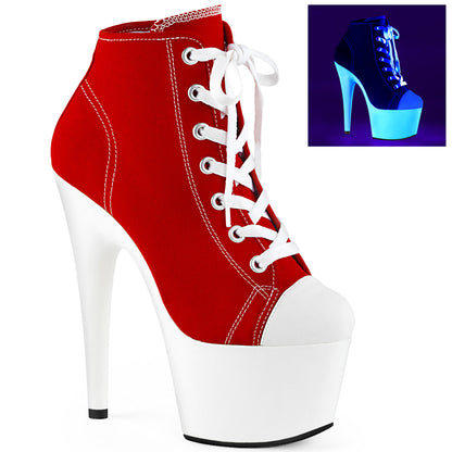 ADORE-700SK-02 Sexy 7" Heel Red Canvas Sexy Sneaker Heels