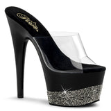 Adore-701-3 Pleaser Clear Exotic Dancing Black Pewter Platform Sandals