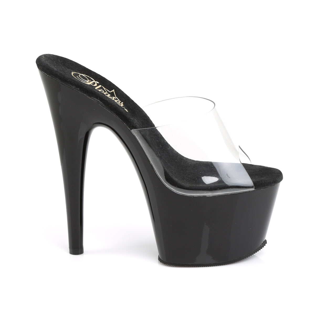 ADORE-701 Sexy 7" Heel Clear and Black Sexy Pleaser High Heels