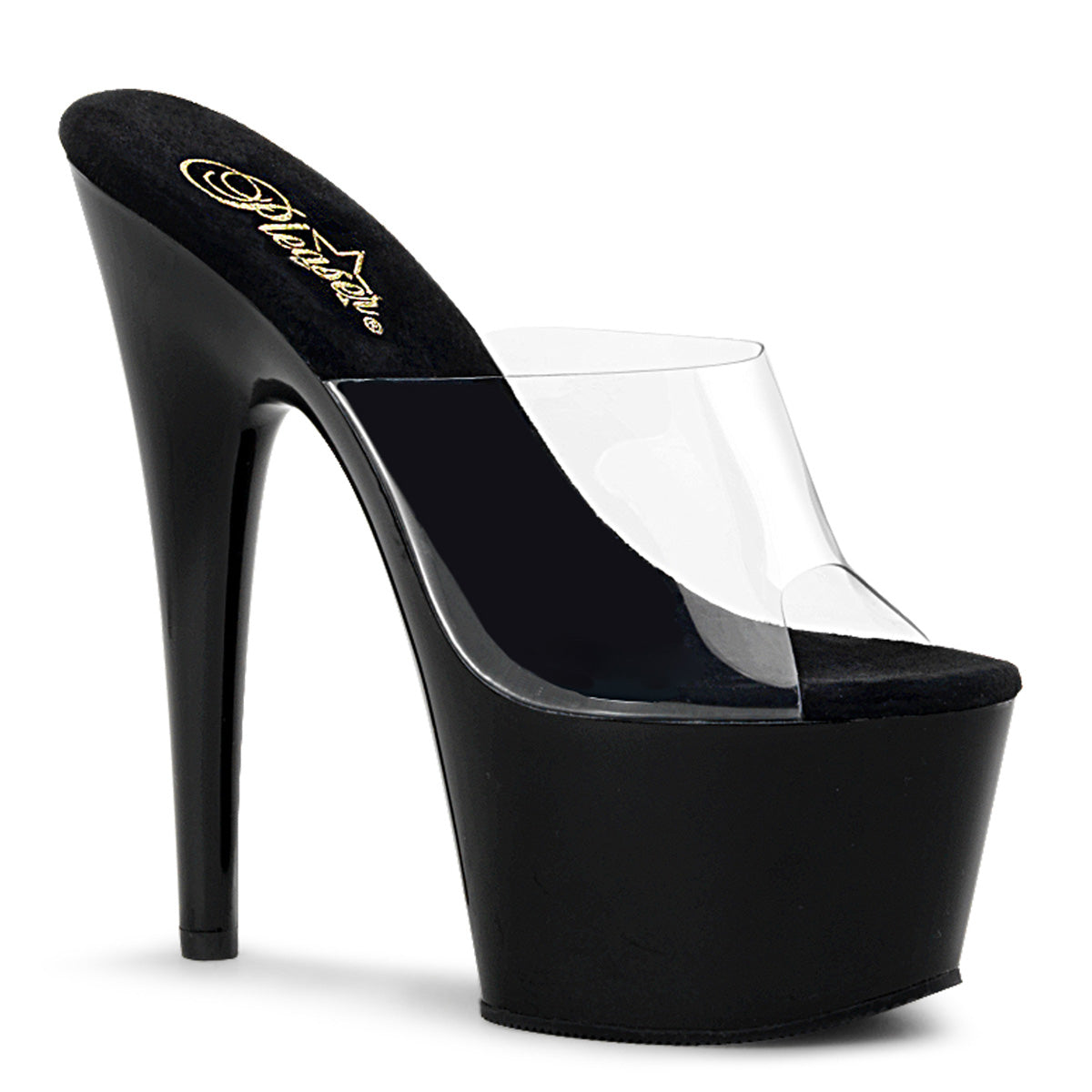 ADORE-701 Sexy 7" Heel Clear and Black Sexy Sandals