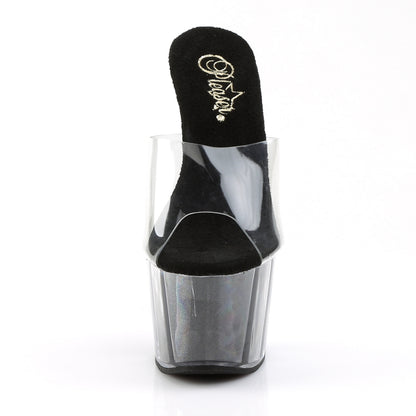 ADORE-701G 7" Heel Clear and Black Glitter Pole Dancer Shoes-Pleaser- Sexy Shoes Alternative Footwear