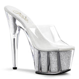 Adore-701G Pleaser 7 "Heel Clear Plata Silver Glitter Pole Dancer Tallones Altos Zapatos