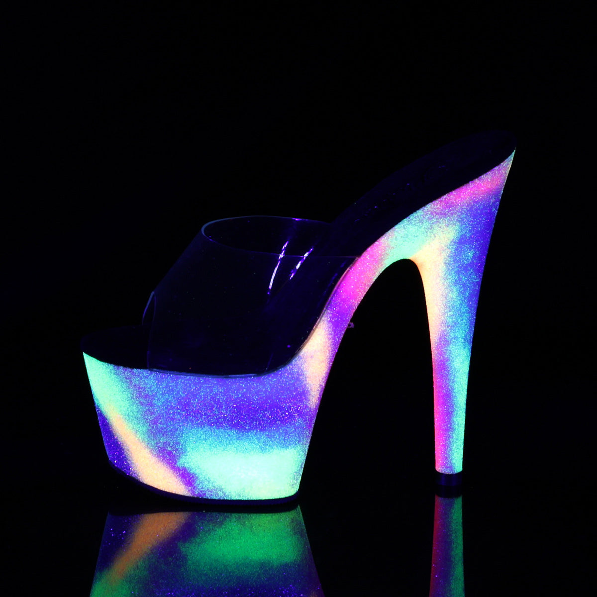 ADORE-701GXY 7" Heel Clear Neon Glitter Pole Dancer Shoes-Pleaser- Sexy Shoes Pole Dance Heels