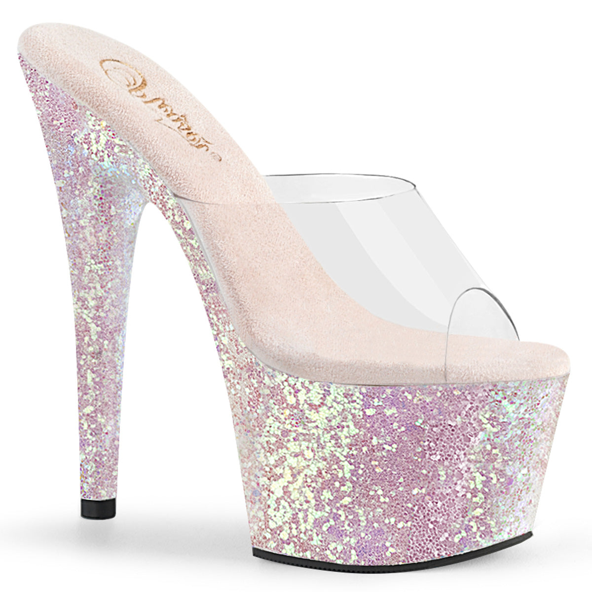 ADORE-701LG 7" Heel Clear Opal Glitter Platform Sexy Shoes-Pleaser- Sexy Shoes