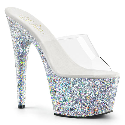 Adore-701LG 7 "Heel Clear Silver Glitter-platforms Sexy schoen