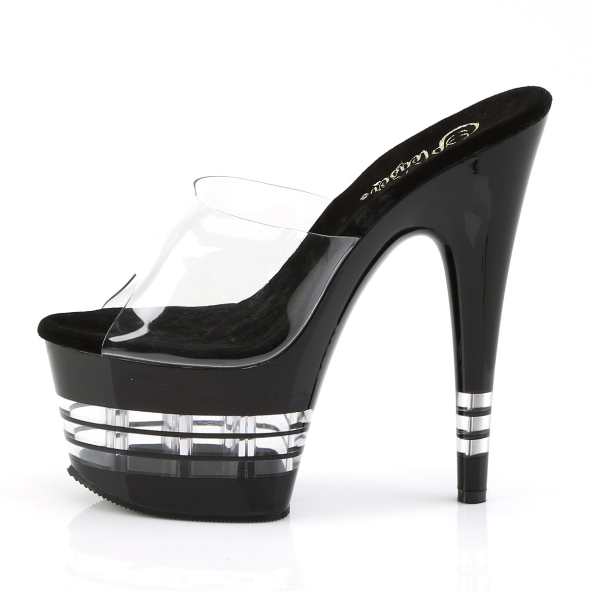 ADORE-701LN 7 Inch Heel Clear and Black Platforms Sexy Shoes-Pleaser- Sexy Shoes Pole Dance Heels