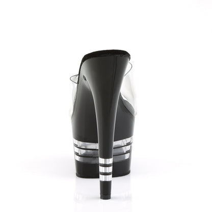 ADORE-701LN 7 Inch Heel Clear and Black Platforms Sexy Shoes-Pleaser- Sexy Shoes Fetish Footwear