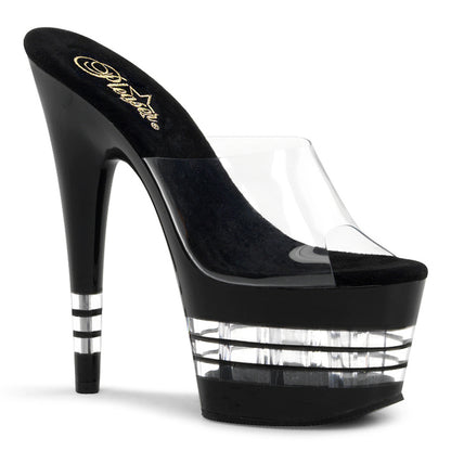 ADORE-701LN Pleaser 7 Inch Heel Clear and Black Platforms Pole Dancing Shoes