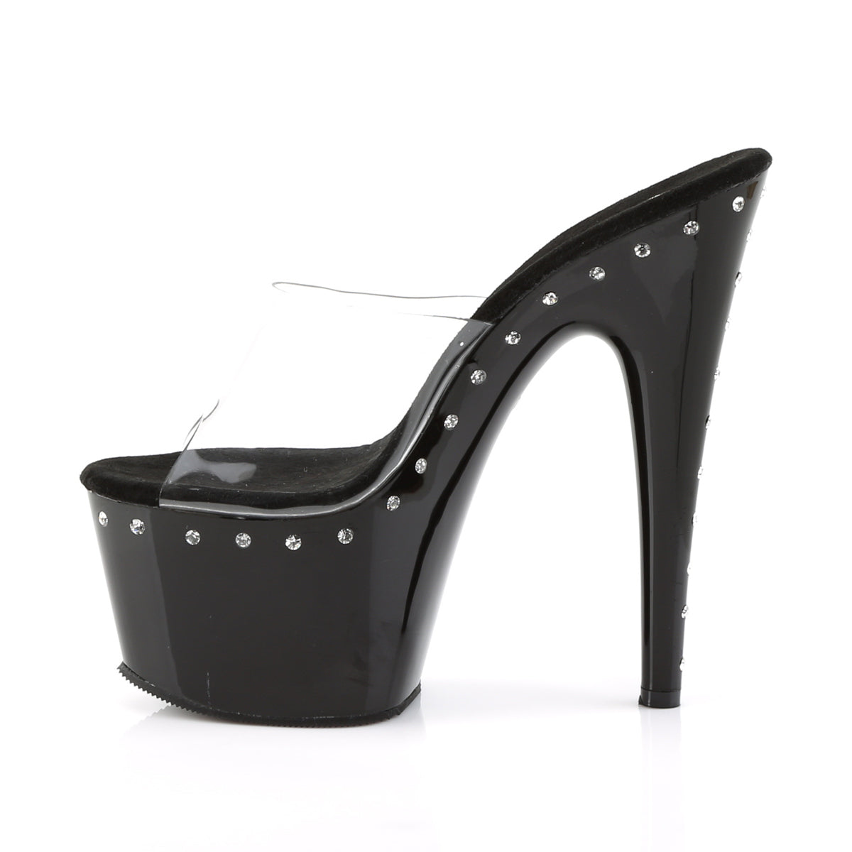 ADORE-701LS 7 Inch Heel Clear and Black Platforms Sexy Shoes-Pleaser- Sexy Shoes Pole Dance Heels