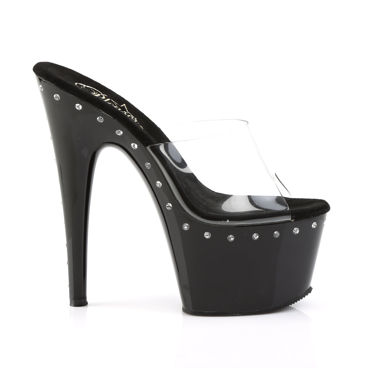 ADORE-701LS 7 Inch Heel Clear and Black Platforms Sexy Shoes-Pleaser- Sexy Shoes Fetish Heels