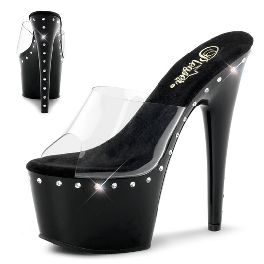 ADORE-701LS 7 Inch Heel Clear and Black Platforms Sexy Shoes-Pleaser- Sexy Shoes