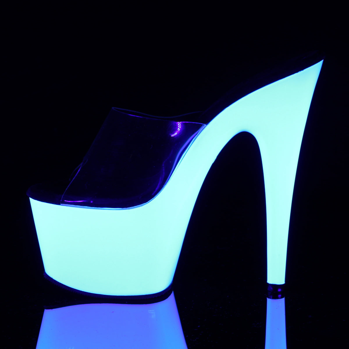 ADORE-701UV 7" Clear Neon White Strippers Platform Sandals-Pleaser- Sexy Shoes Pole Dance Heels