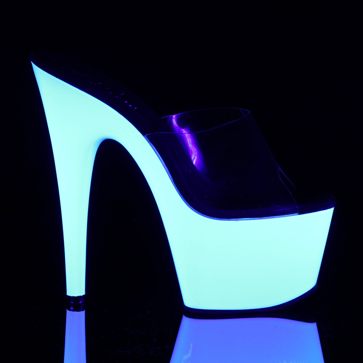 ADORE-701UV 7" Clear Neon White Strippers Platform Sandals-Pleaser- Sexy Shoes Fetish Heels