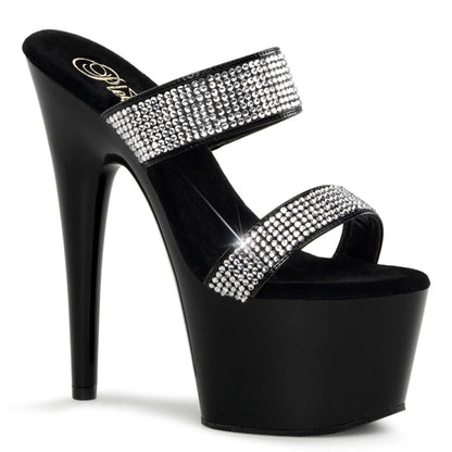 ADORE-702-2 Pleaser 7" Heel Black Strippers Platform Sandals-Pleaser- Sexy Shoes