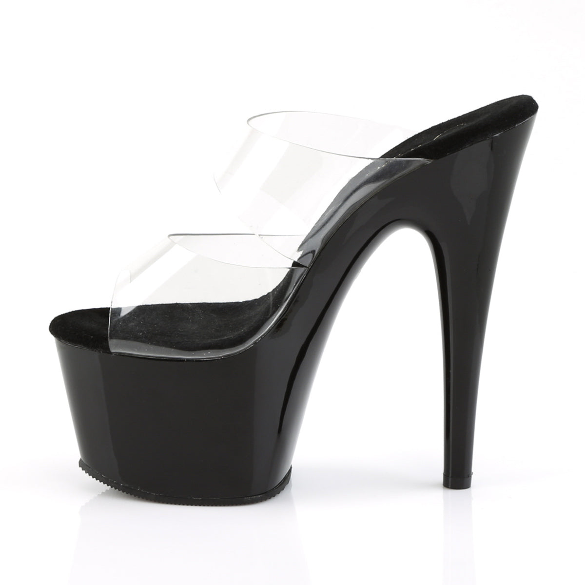 ADORE-702 7" Heel Clear and Black Strippers Platform Sandals-Pleaser- Sexy Shoes Pole Dance Heels