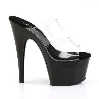 ADORE-702 7" Heel Clear and Black Strippers Platform Sandals-Pleaser- Sexy Shoes Fetish Heels