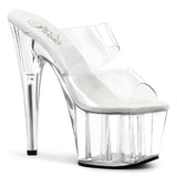 Adore-702 Pleasers 7 "Tacón transparente Perspex Pee Dance Platform Sandals