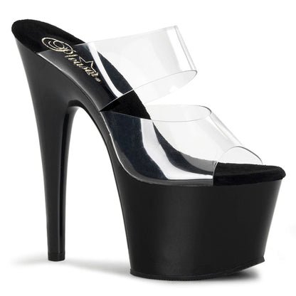 Adore-702 7 "Heel Clear and Black Strippers Platform Sandals