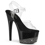 Adore-708-3 Pleaser Black Pewter Platform Bling Plataforma Pole Dancing Tobillo Tacos
