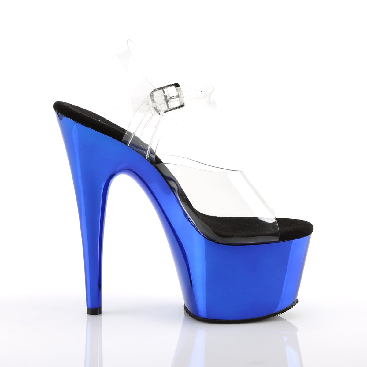 ADORE-708 7" Heel Clear and Blue Chrome Sexy Sandals-Pleaser- Sexy Shoes Fetish Heels