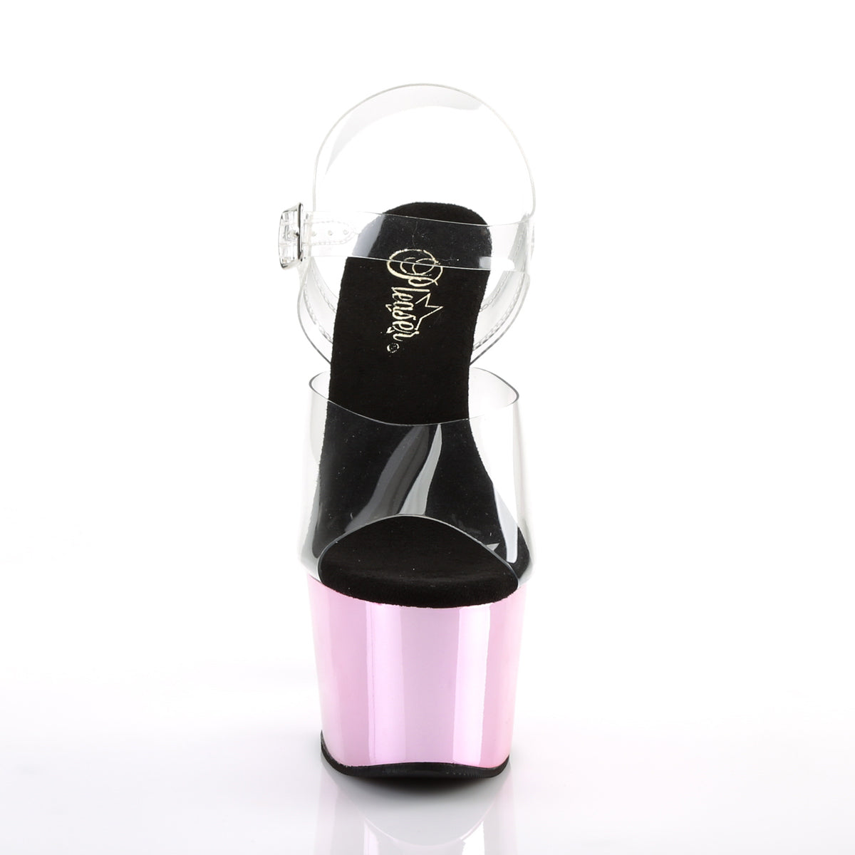 ADORE-708 7" Heel Clear & Baby Pink Chrome Pole Dancer Shoes-Pleaser- Sexy Shoes Alternative Footwear