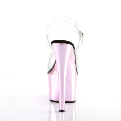ADORE-708 7" Heel Clear & Baby Pink Chrome Pole Dancer Shoes-Pleaser- Sexy Shoes Fetish Footwear