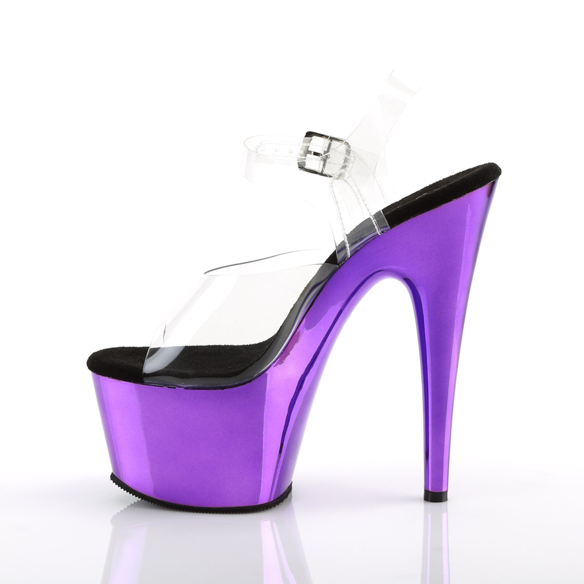 ADORE-708 7" Heel Clear Purple Chrome Pole Dancer Sandals-Pleaser- Sexy Shoes Pole Dance Heels