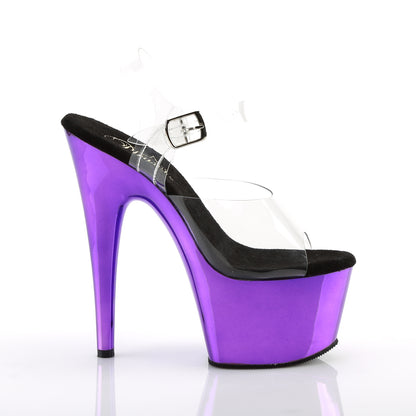 ADORE-708 7" Heel Clear Purple Chrome Pole Dancer Sandals-Pleaser- Sexy Shoes Fetish Heels