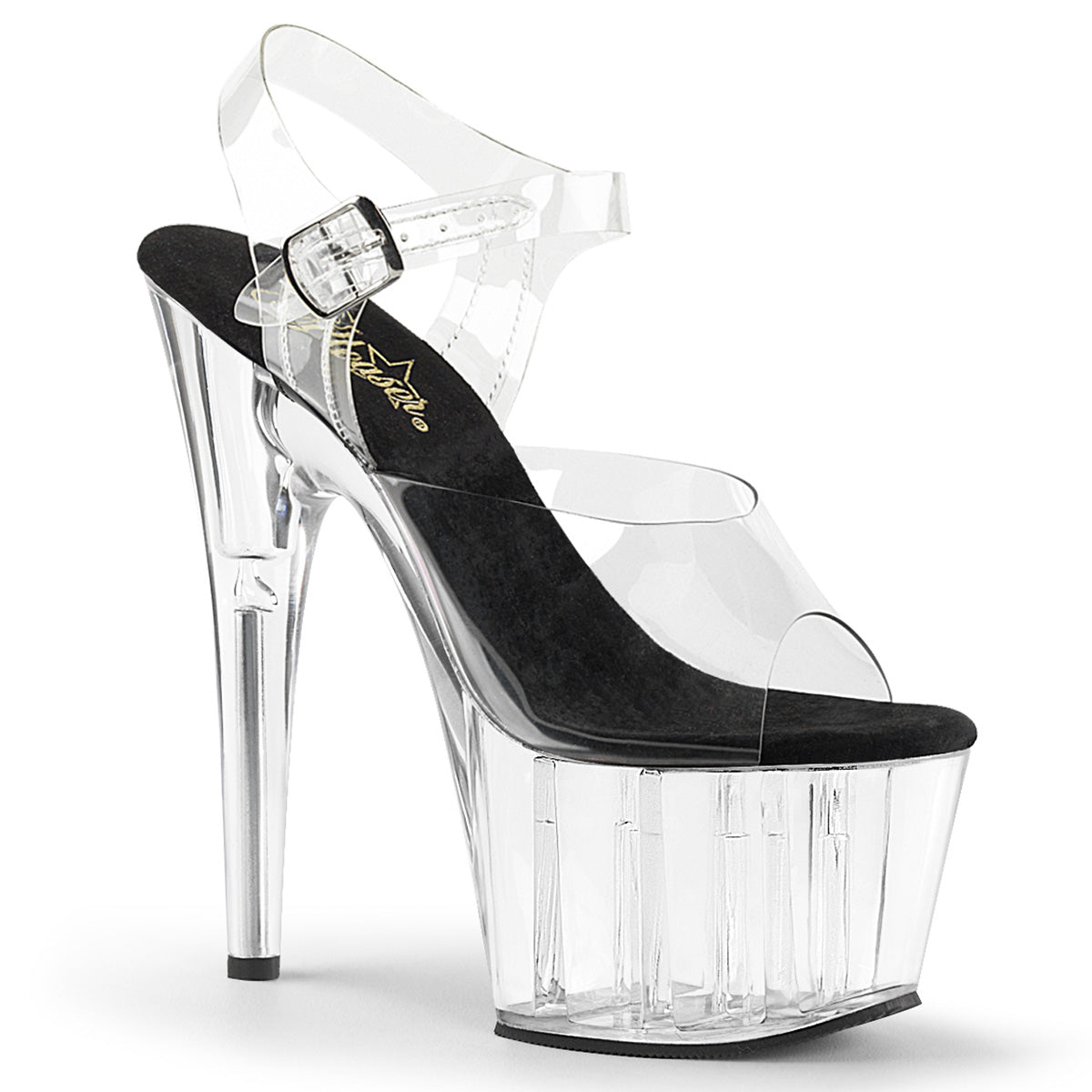 ADORE-708 Pleaser 7" Heel Clear and Black Pole Dancing Shoes