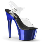 Blue Chrome 7 Inch Stripper Platform Shoes -  Pleaser ADORE-708