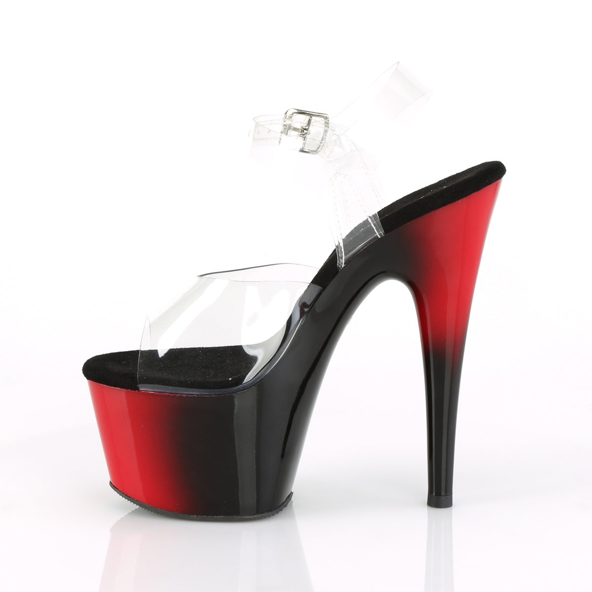 ADORE-708BR 7" Heel Clear/Red-Black Pole Dancer Shoes-Pleaser- Sexy Shoes Pole Dance Heels