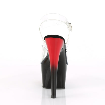 ADORE-708BR 7" Heel Clear/Red-Black Pole Dancer Shoes-Pleaser- Sexy Shoes Fetish Footwear