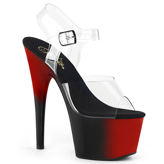 ADORE-708BR 7" Heel Clear/Red-Black Pole Dancer Shoes-Pleaser- Sexy Shoes