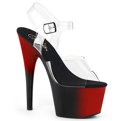 Adore-708br 7 "Heel Clear / Red-Black Pole Dancer Shoes