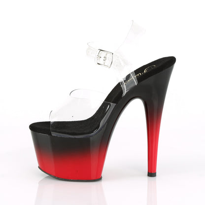 ADORE-708BR-H 7" Heel Clear Black Red Strippers Sexy Shoes-Pleaser- Sexy Shoes Pole Dance Heels
