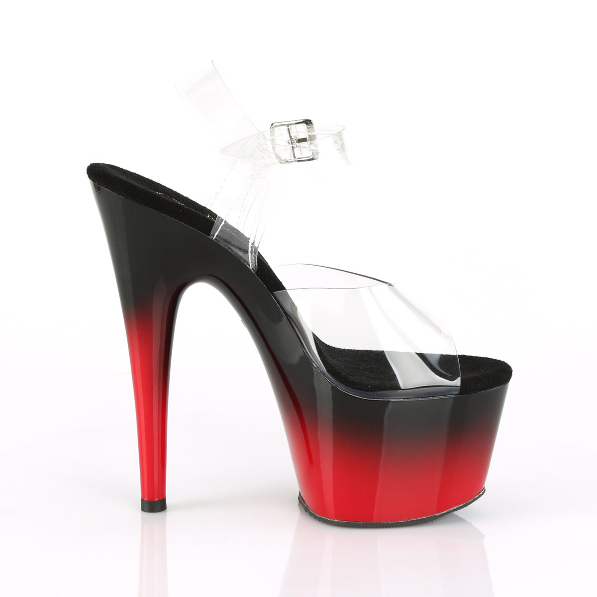 ADORE-708BR-H 7" Heel Clear Black Red Strippers Sexy Shoes-Pleaser- Sexy Shoes Fetish Heels