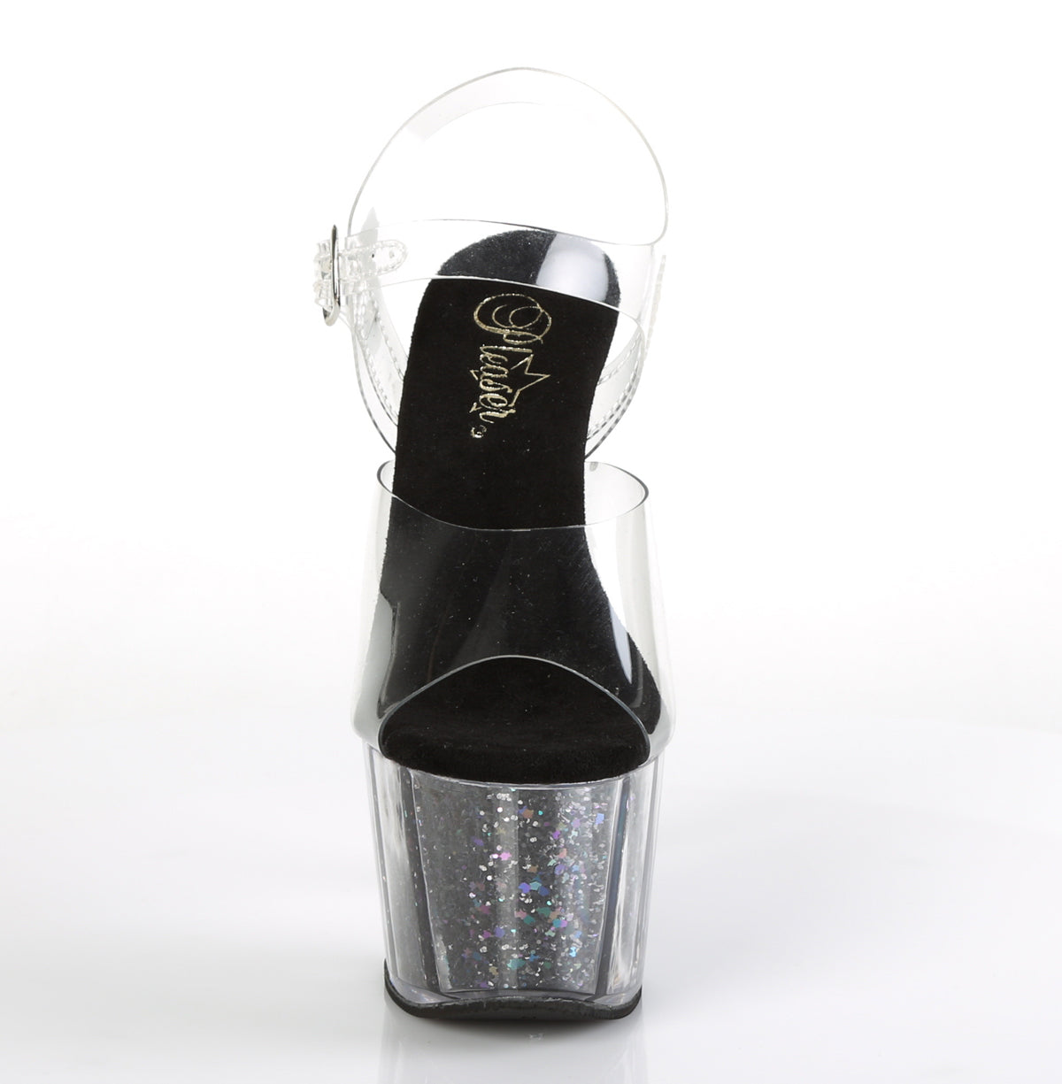 ADORE-708CG Clear Black Confetti Glitter Stripper Sexy Shoes-Pleaser- Sexy Shoes Alternative Footwear