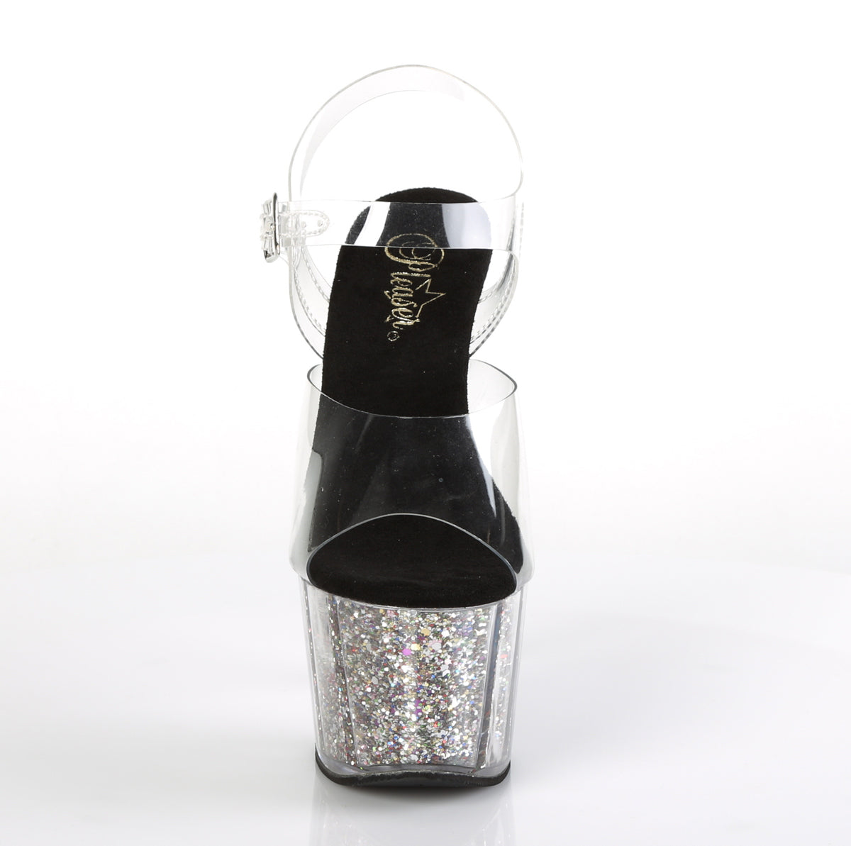 ADORE-708CG Clear Silver Confetti Glitter Stripper Sexy Shoes-Pleaser- Sexy Shoes Alternative Footwear