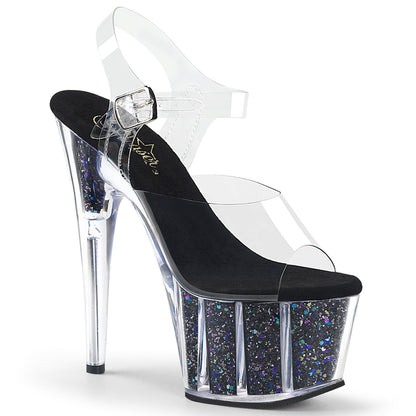ADORE-708CG Clear Black Confetti Glitter Stripper Zapatos Sexy