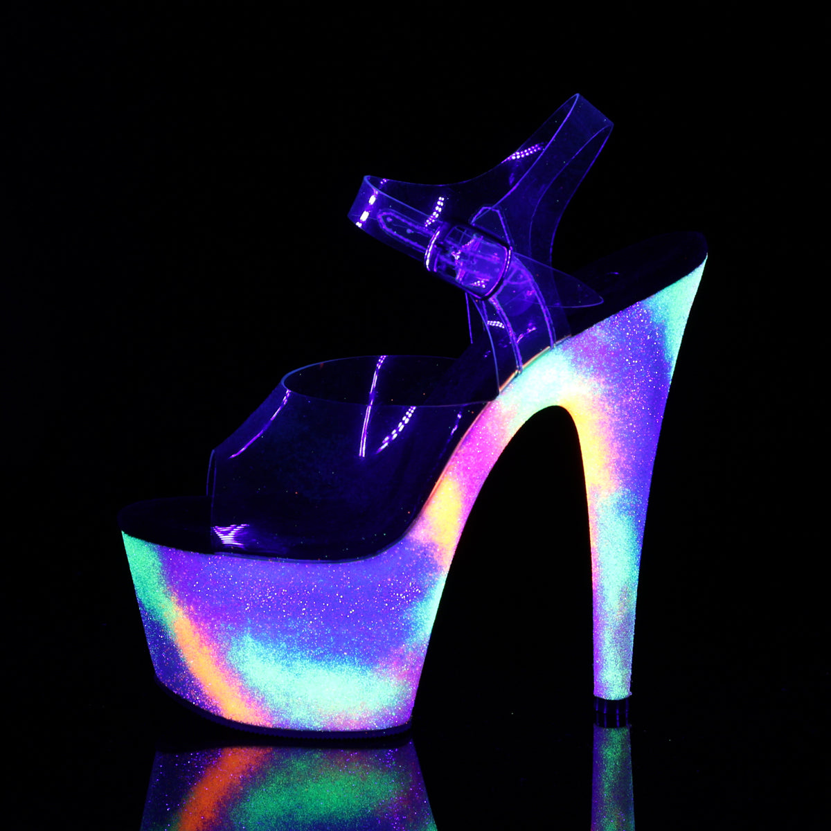 ADORE-708GXY Sexy 7Inch Clear Neon Galaxy Glitter Sexy Shoes-Pleaser- Sexy Shoes Pole Dance Heels